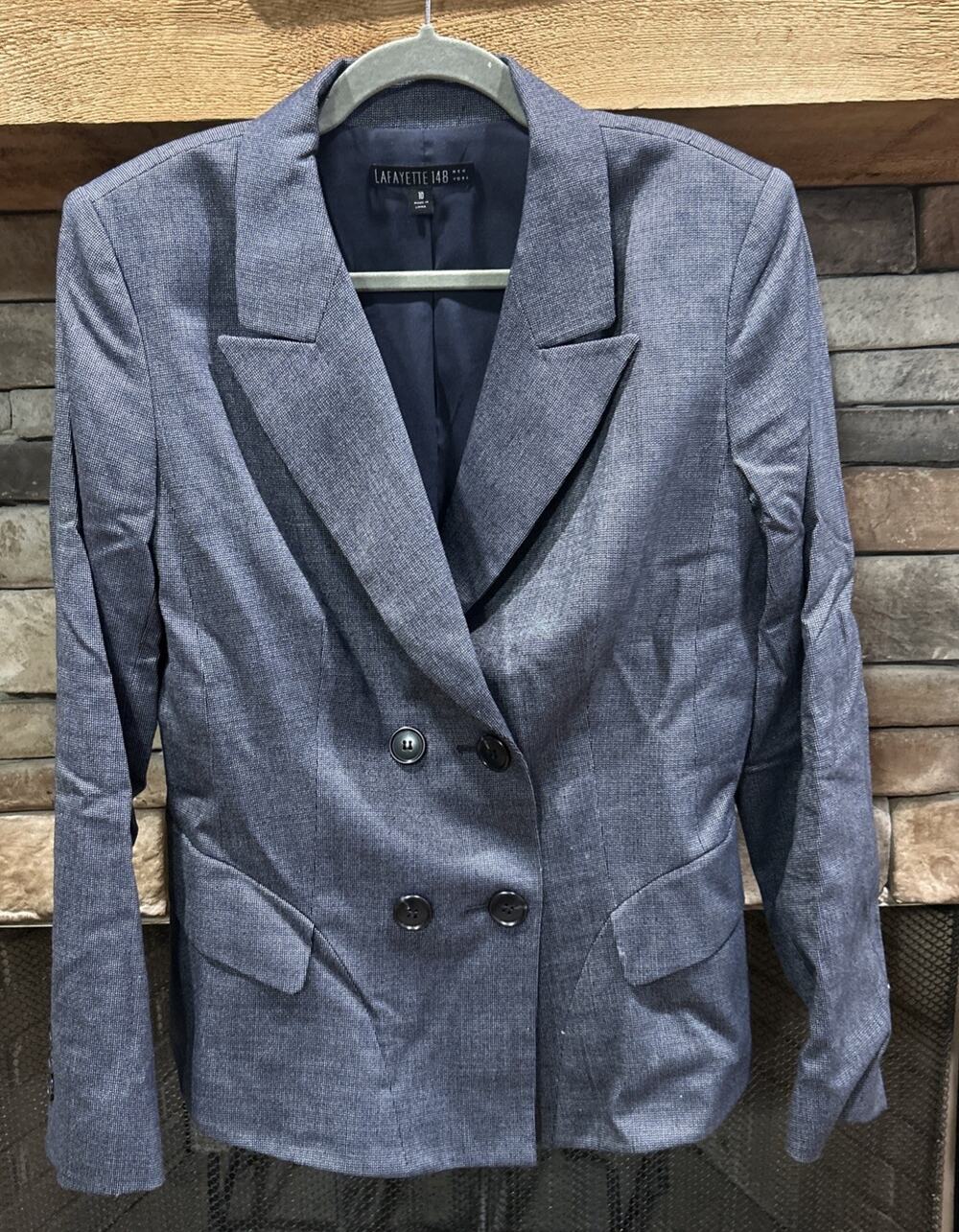 Women’s LAFAYETTE 148 New York Blue Wool Blend Blazer Size 10 Lined